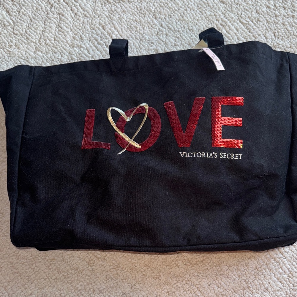 Victoria's Secret Black Tote with Red and Silver Accents - Picture 6 of 9